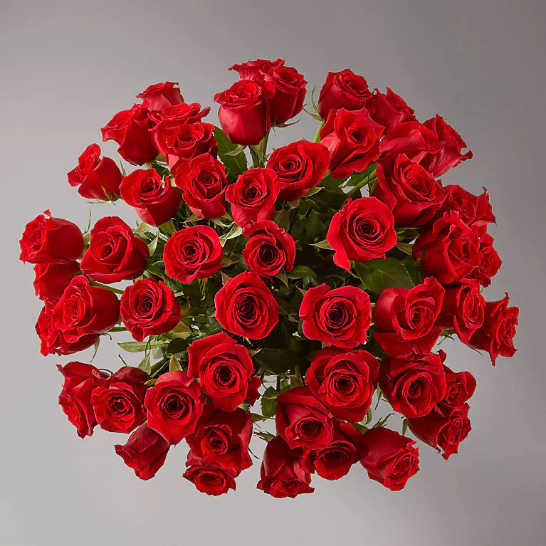 Fifty Long Stem Red Roses with Vase