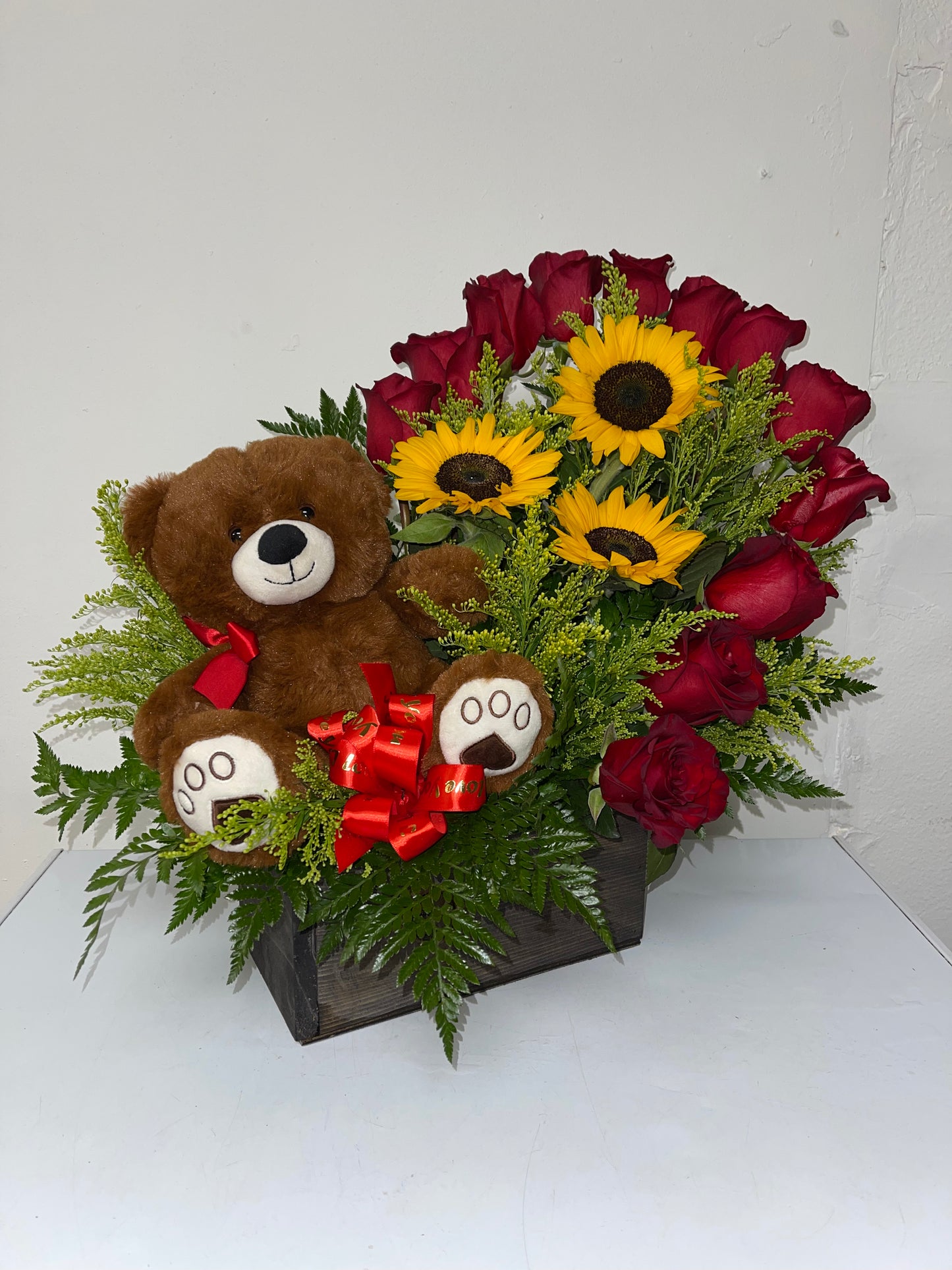 Teddy Half Heart Arrangement